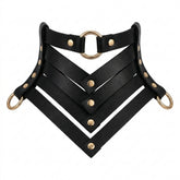 Goth Chevron Armour Necklace in Black & Antique Gold