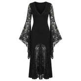 Victorian Goth Requiem Lace Sleeve Maxi Dress