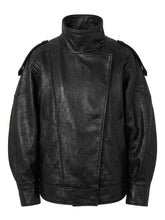 Nu Goth Oversized Moto Coat in Structured Faux Leather