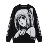 Nu Goth Anime Girl Manga Portrait Oversized Knit Sweater