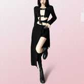 High Waisted Goth Cargo Skirt with Asymmetric Hem