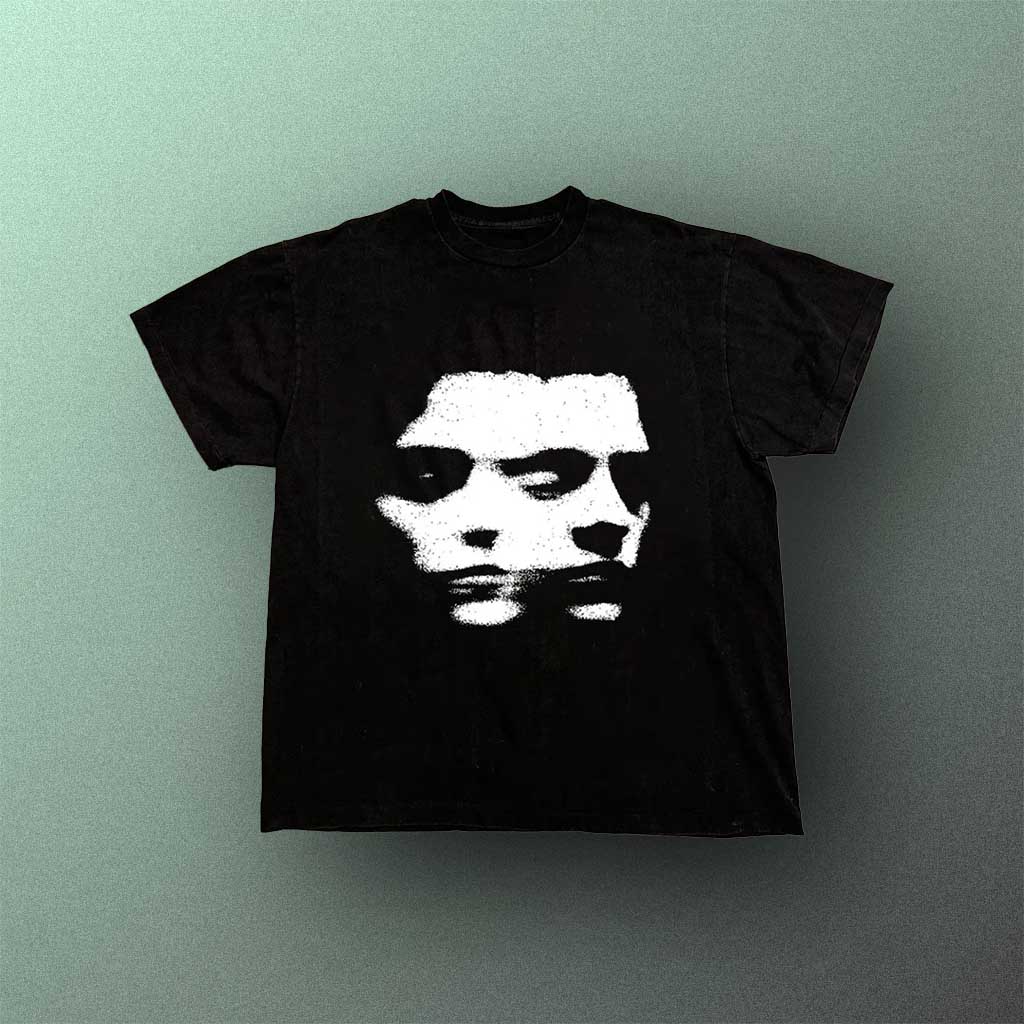 Gothic Punk T-shirt with black abstract face graphic