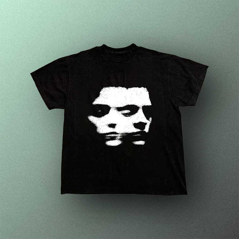 Gothic Punk T-shirt with black abstract face graphic