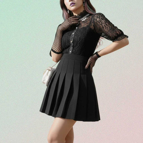 Gothic Mini Skirt with black high-waist
