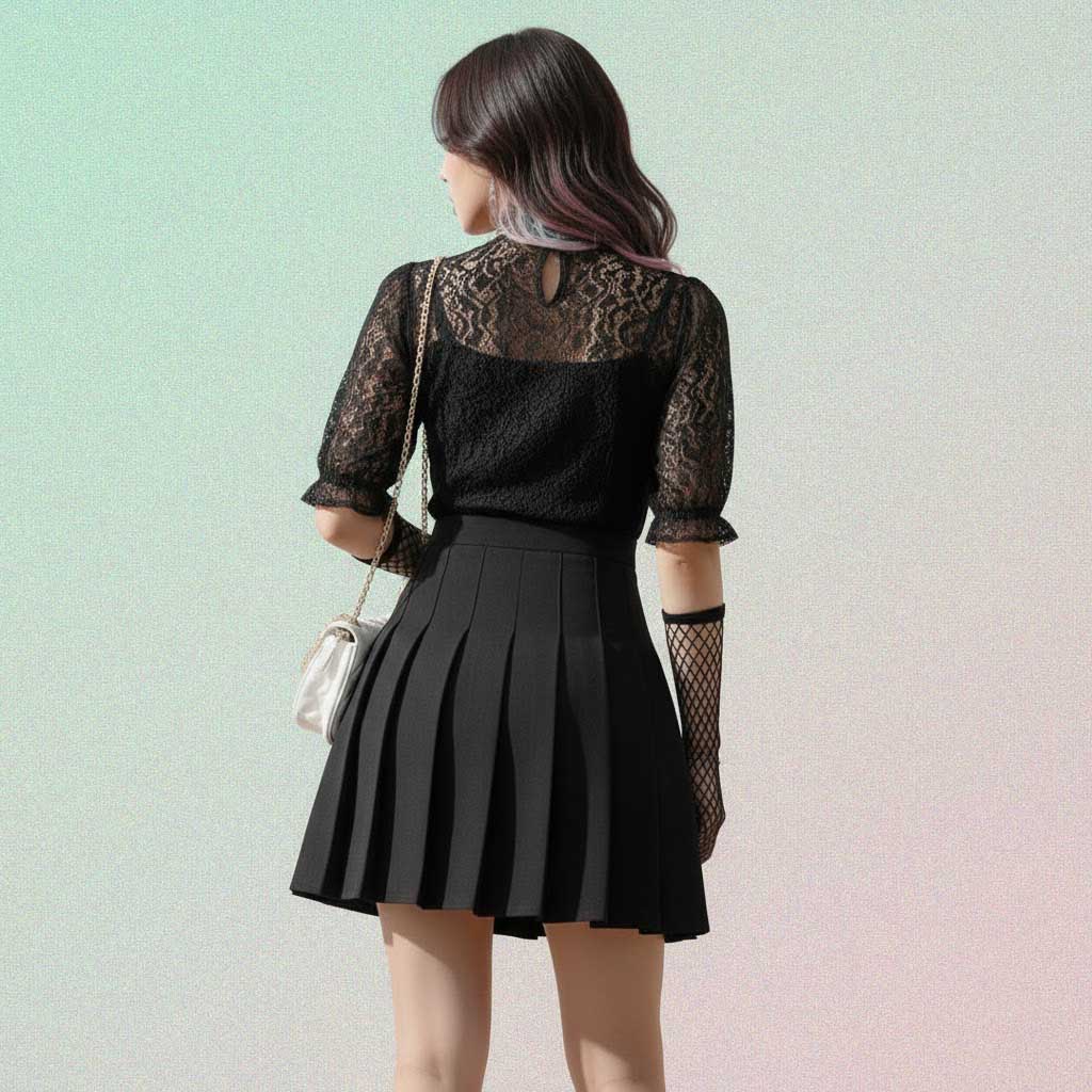 Gothic Mini Skirt with black high-waist