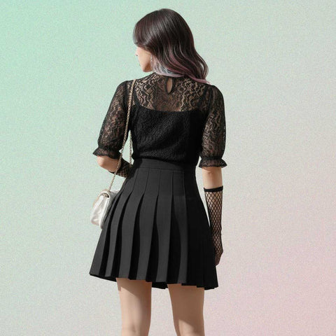 Gothic Mini Skirt with black high-waist