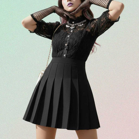 Gothic Mini Skirt with black high-waist
