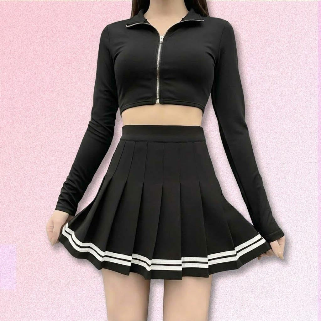 Gothic Mini Skirt with black high-waist