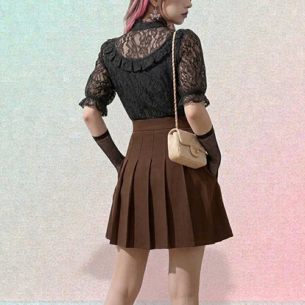 Gothic Mini Skirt with black high-waist