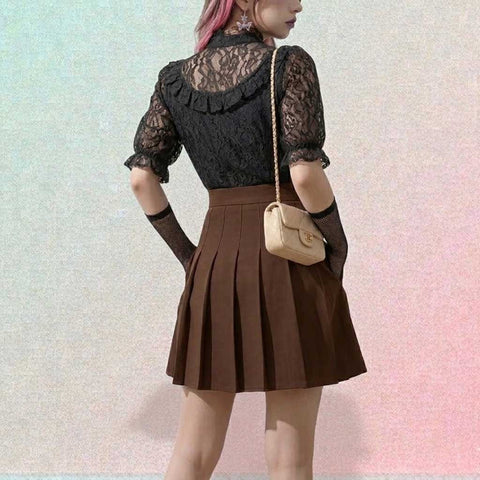 Gothic Mini Skirt with black high-waist