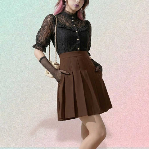 Gothic Mini Skirt with black high-waist