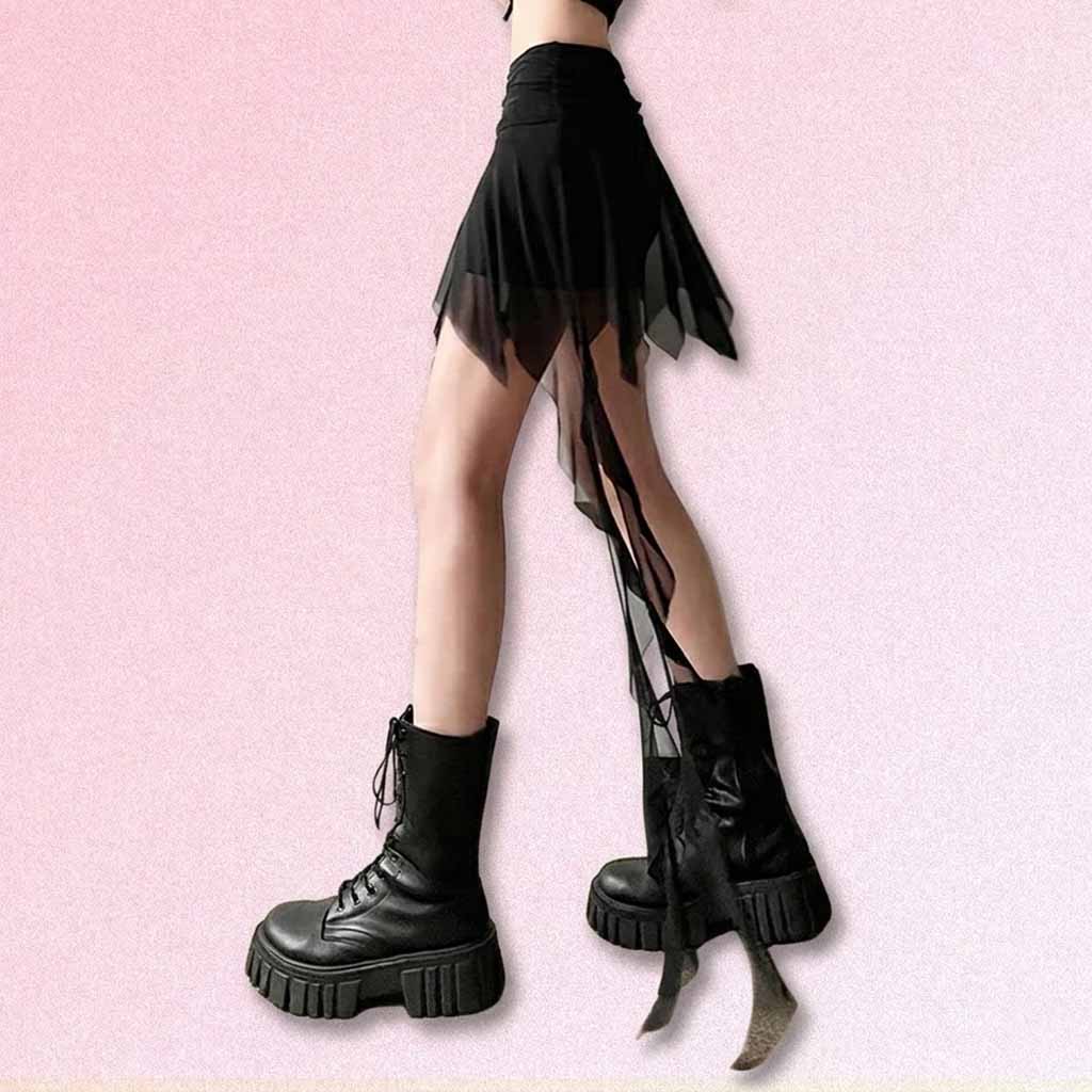 Fairy Grunge Mini Skirt with black asymmetric hem