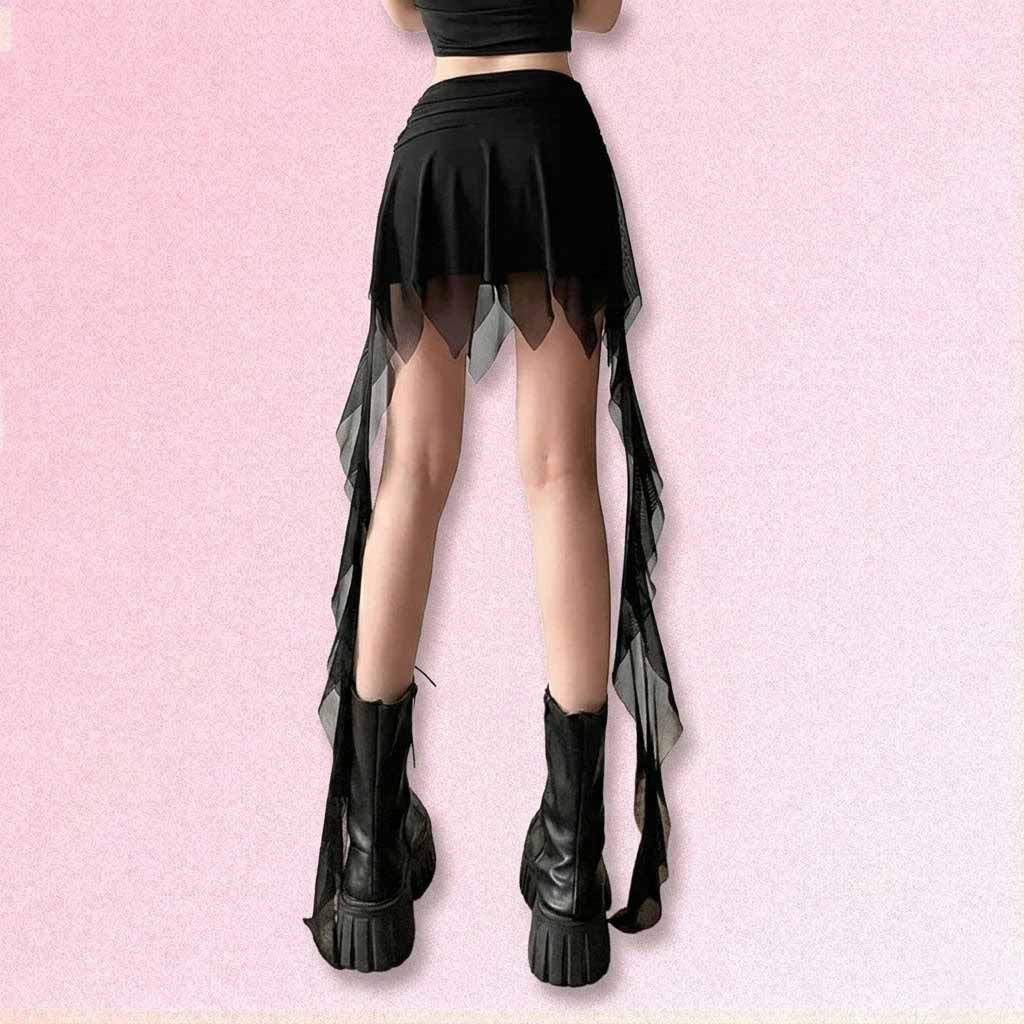 Fairy Grunge Mini Skirt with black asymmetric hem