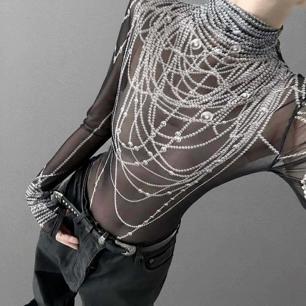 Gothic Top with pearl chain print