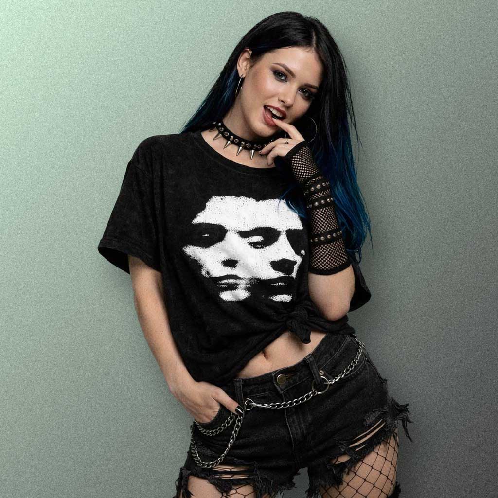 Gothic Punk T-shirt with black abstract face graphic