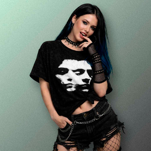 Gothic Punk T-shirt with black abstract face graphic