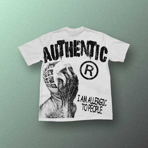 Gothic Punk T-shirt with white distressed authentic print