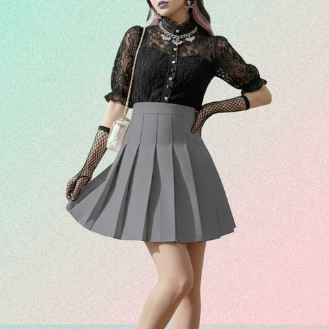 Gothic Mini Skirt with black high-waist