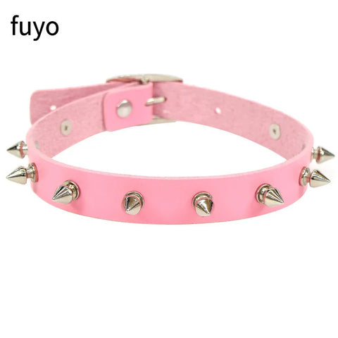 Pastel Goth Pink Faux Leather Choker Necklace Collection