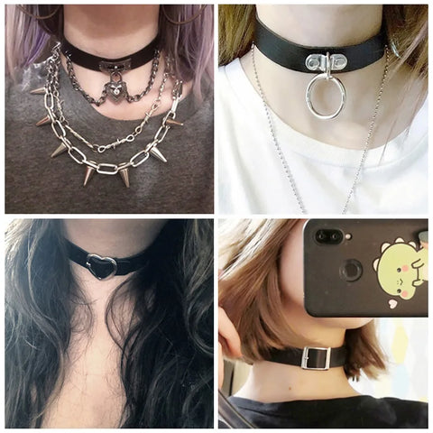 Goth Dark Heart Choker Necklace Set