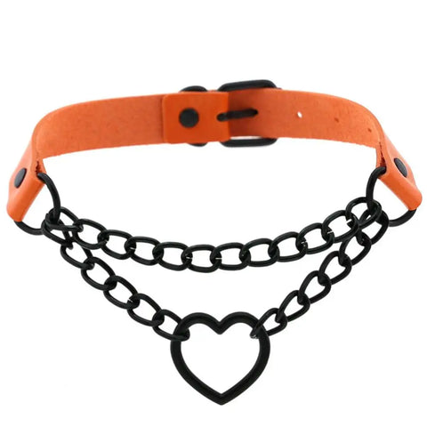 Goth Broken Heart Triple Chain Choker Necklace
