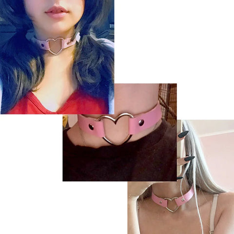 Goth Dark Heart Choker Necklace Set