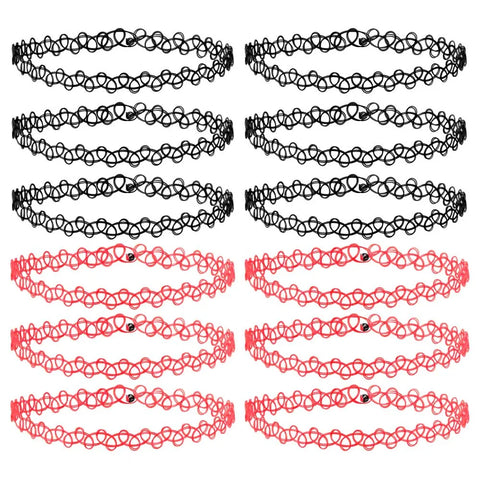 Mall Goth Tattoo Choker Necklace Set — 90s Stretch Collection