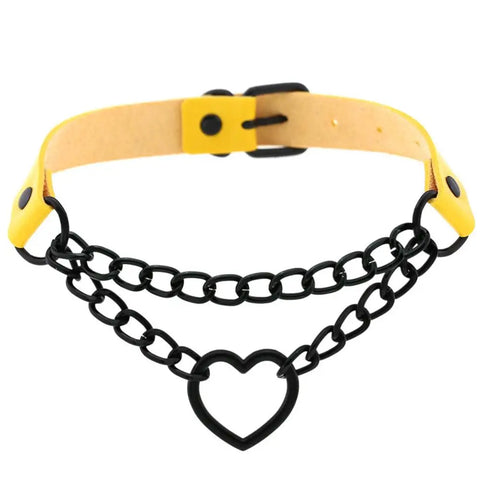 Goth Broken Heart Triple Chain Choker Necklace