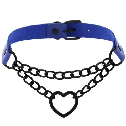 Goth Broken Heart Triple Chain Choker Necklace