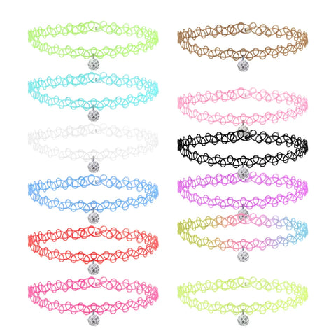 Mall Goth Tattoo Choker Necklace Set — 90s Stretch Collection