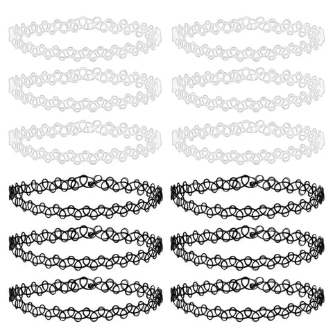 Mall Goth Tattoo Choker Necklace Set — 90s Stretch Collection