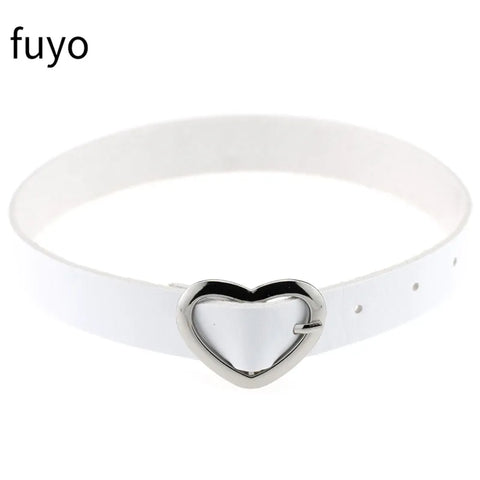 Pastel Goth White Faux Leather Spike & Chain Choker Necklace