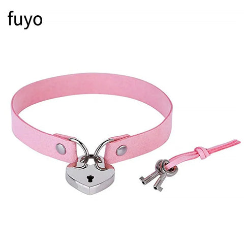 Pastel Goth Pink Faux Leather Choker Necklace Collection