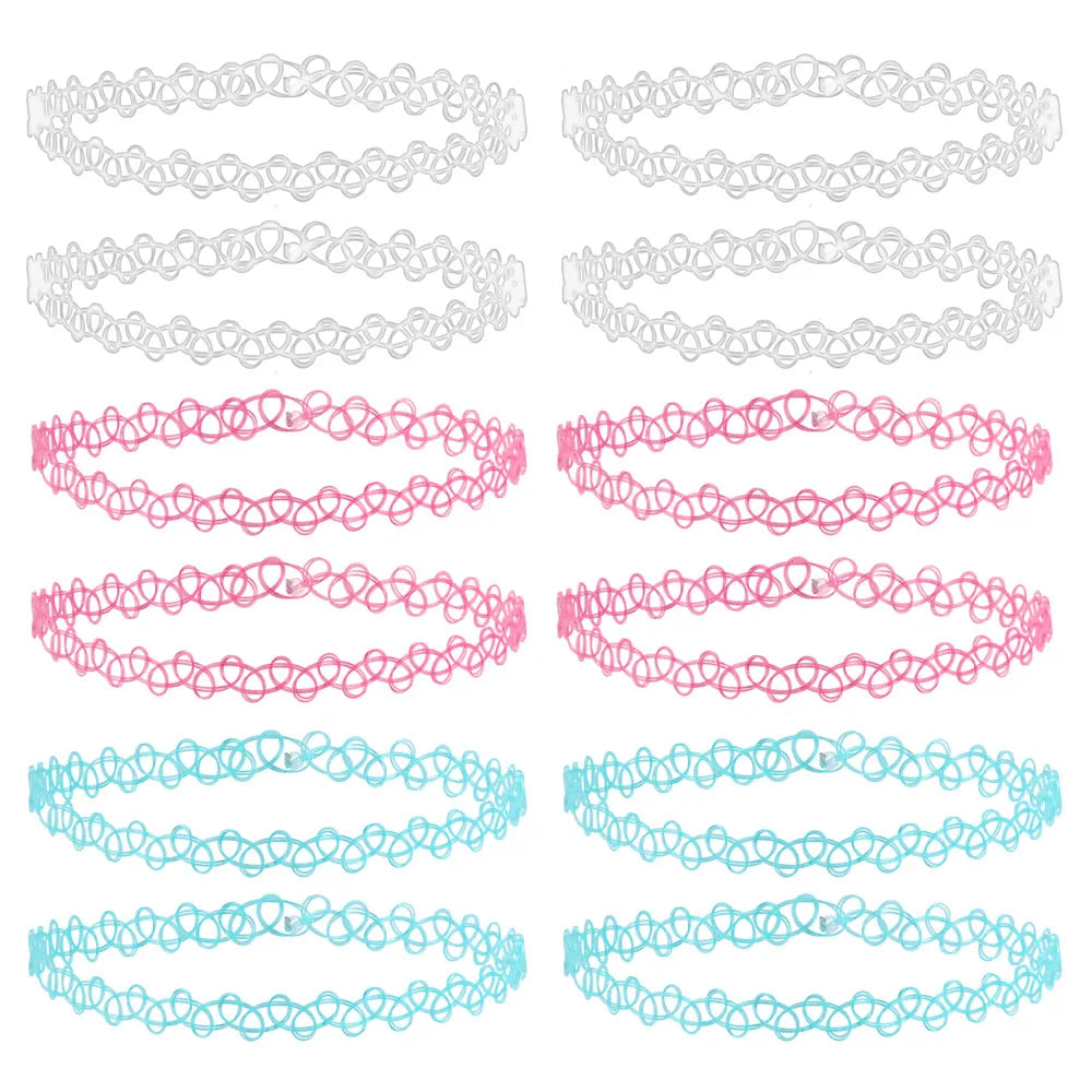 Mall Goth Tattoo Choker Necklace Set — 90s Stretch Collection