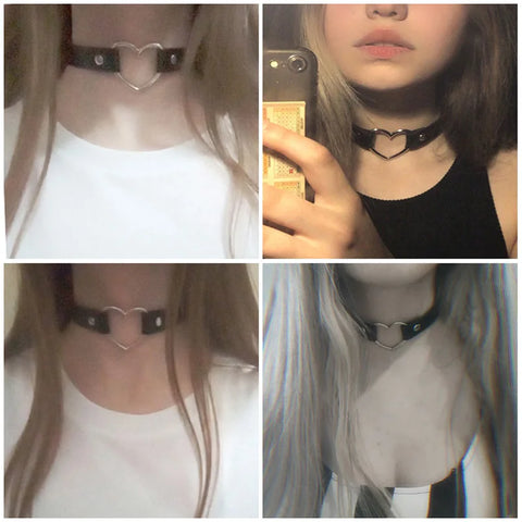 Goth Dark Heart Choker Necklace Set