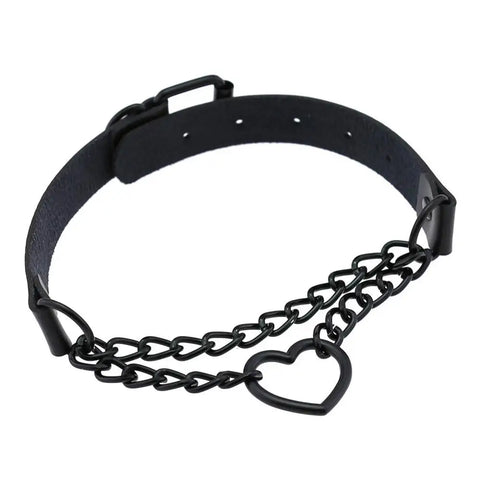 Goth Broken Heart Triple Chain Choker Necklace