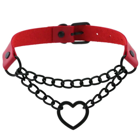 Goth Broken Heart Triple Chain Choker Necklace