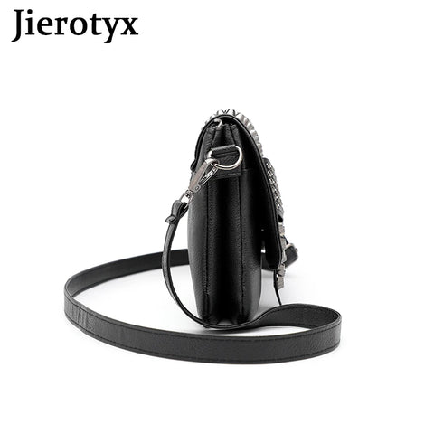 Goth Skull Embossed Rivet Crossbody Bag