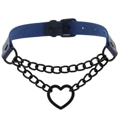 Goth Broken Heart Triple Chain Choker Necklace