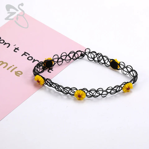 Mall Goth Tattoo Choker Necklace Set — 90s Stretch Collection
