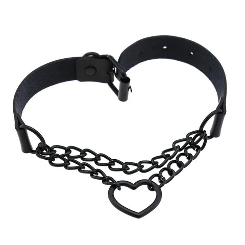 Goth Broken Heart Triple Chain Choker Necklace
