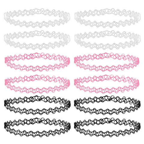 Mall Goth Tattoo Choker Necklace Set — 90s Stretch Collection