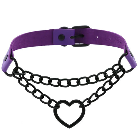 Goth Broken Heart Triple Chain Choker Necklace