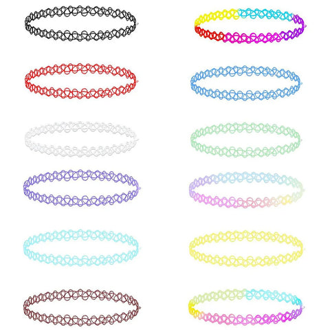 Mall Goth Tattoo Choker Necklace Set — 90s Stretch Collection