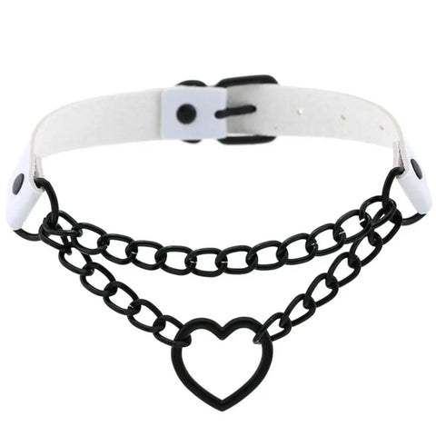 Goth Broken Heart Triple Chain Choker Necklace