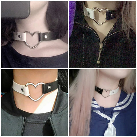 Goth Dark Heart Choker Necklace Set