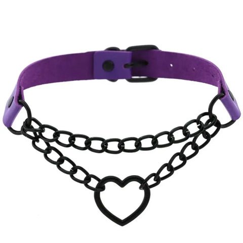 Goth Broken Heart Triple Chain Choker Necklace