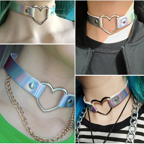 Goth Dark Heart Choker Necklace Set