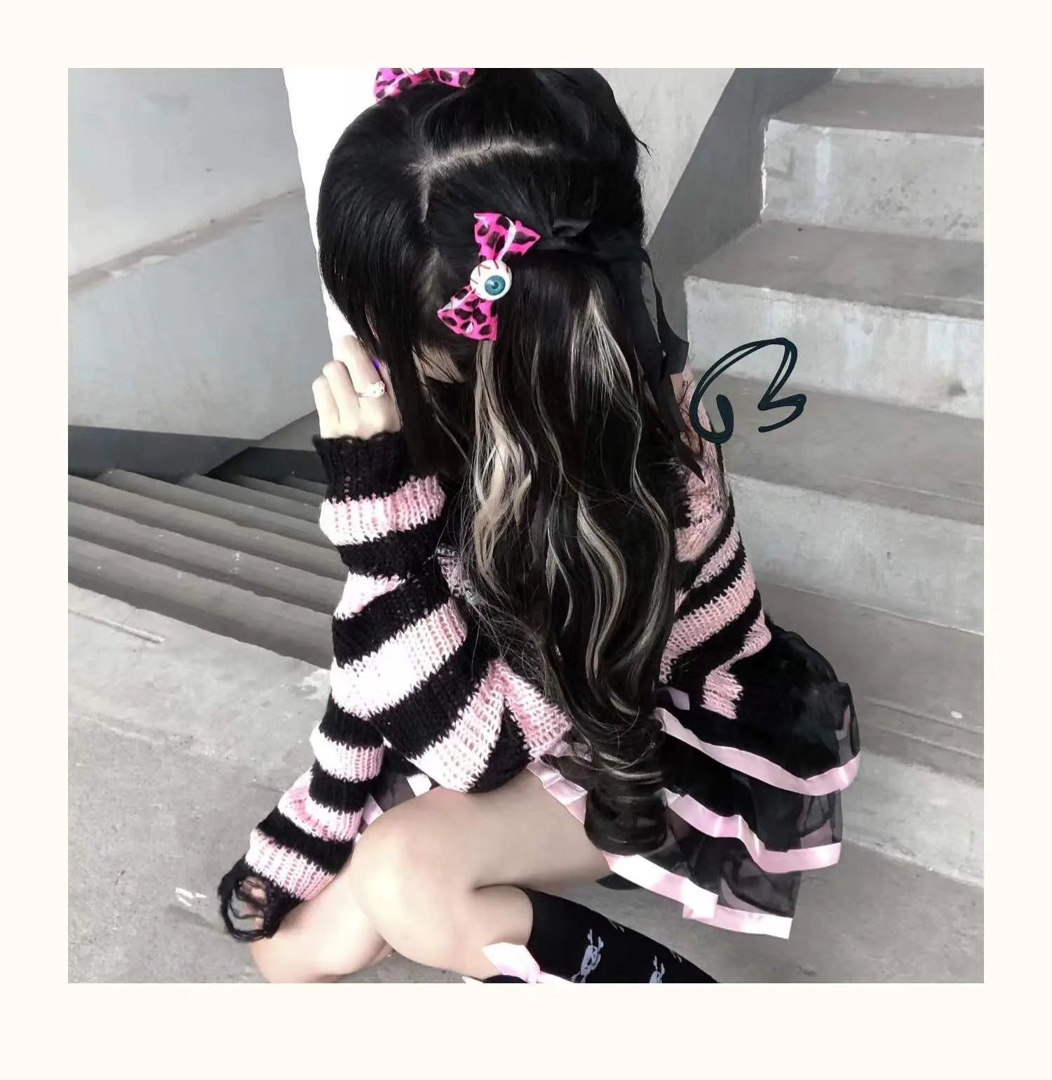 Fairy Grunge Sweater with pink distressed knit