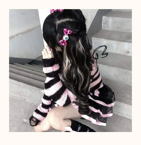 Fairy Grunge Sweater with pink distressed knit